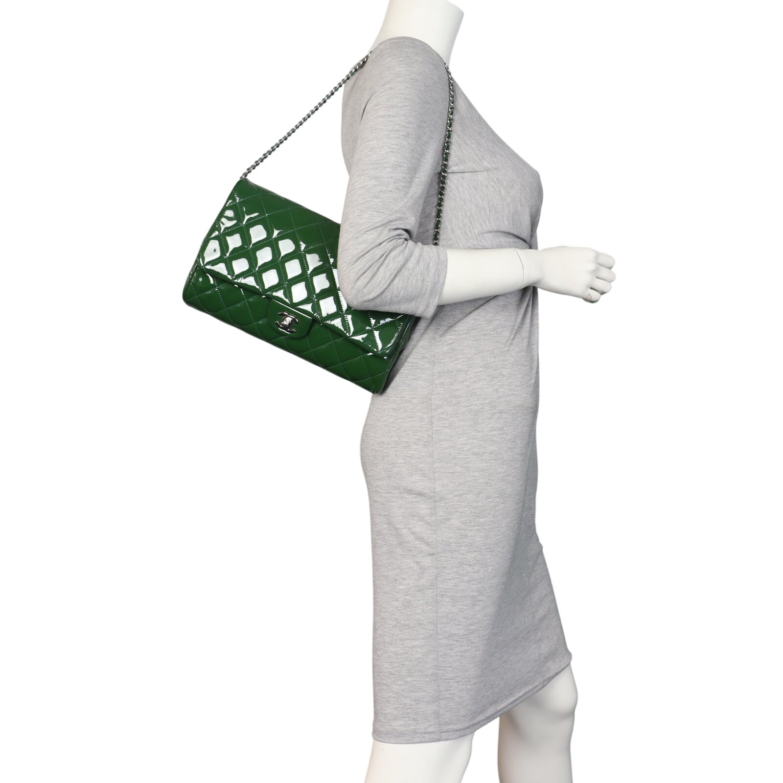 Chanel Single Flap Clutch with Chain Patent