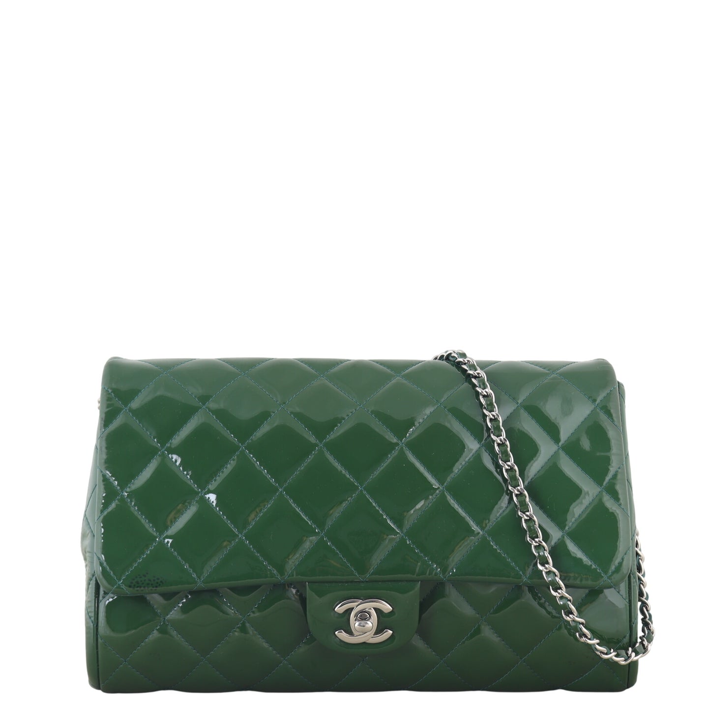 Chanel Single Flap Clutch with Chain Patent