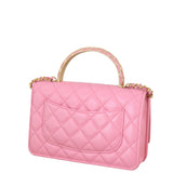 Chanel Metal Quilt Top Handle Wallet on Chain