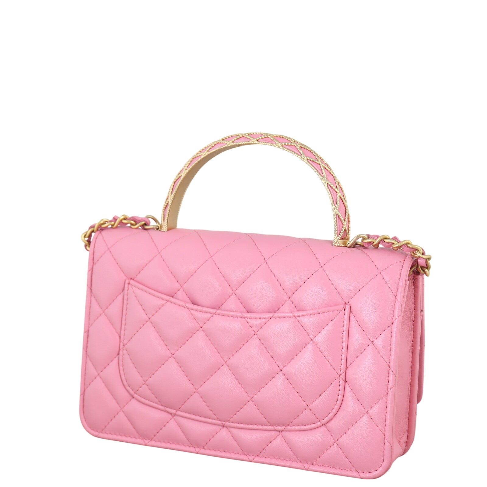 Chanel Metal Quilt Top Handle Wallet on Chain