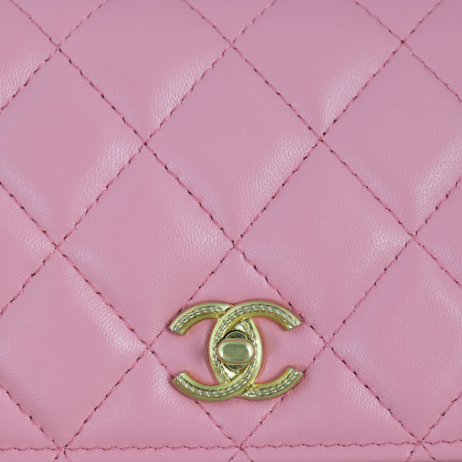Chanel Metal Quilt Top Handle Wallet on Chain