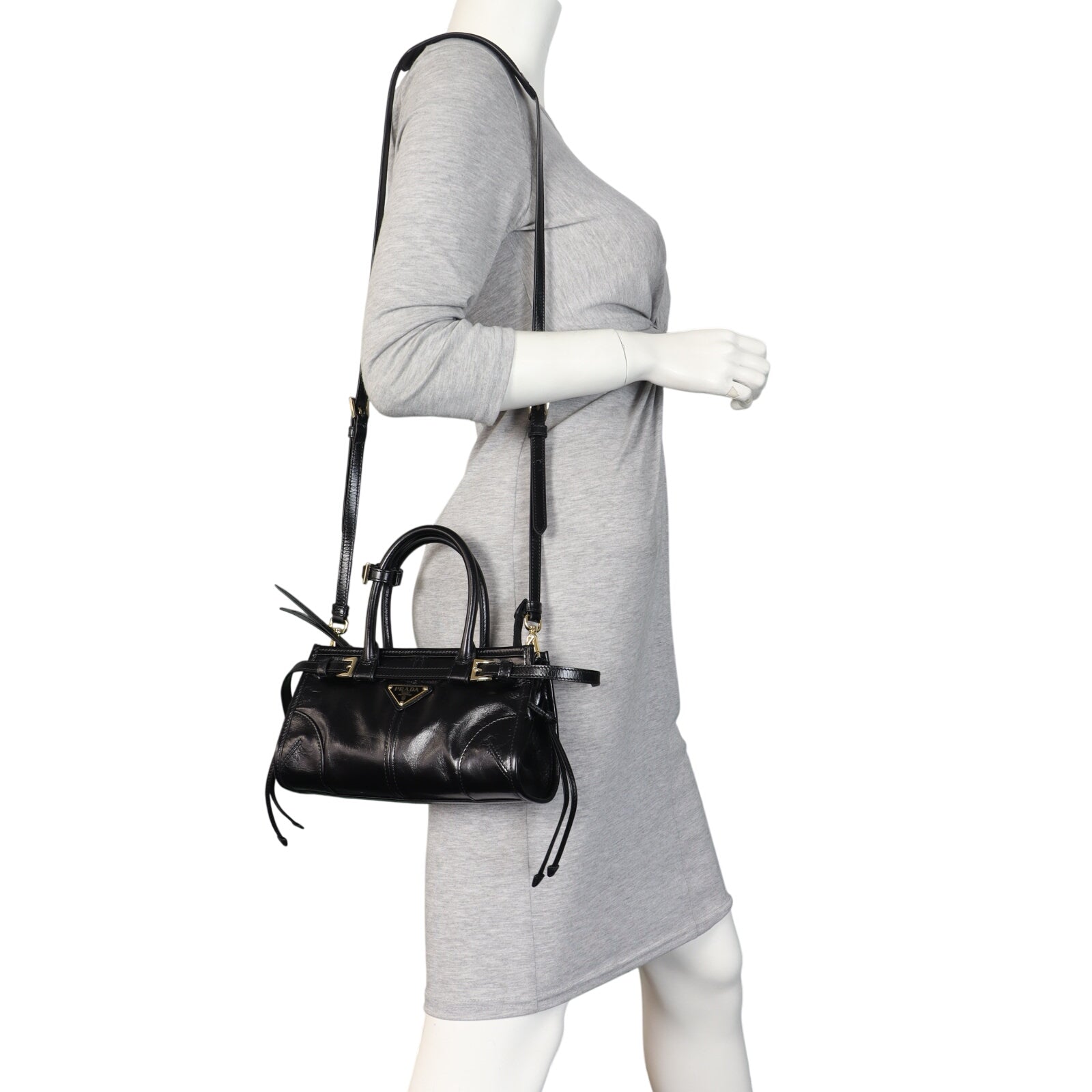 Prada Vitello Shine Bonnie Shoulder Bag Mini