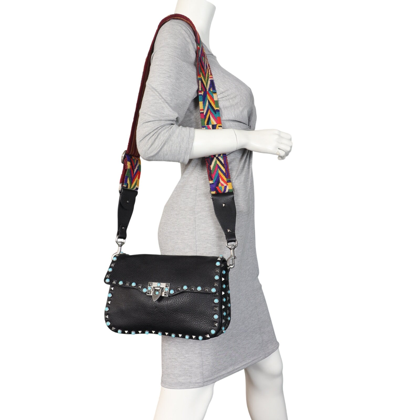 Valentino Rolling Rockstud Crossbody with Guitar Strap