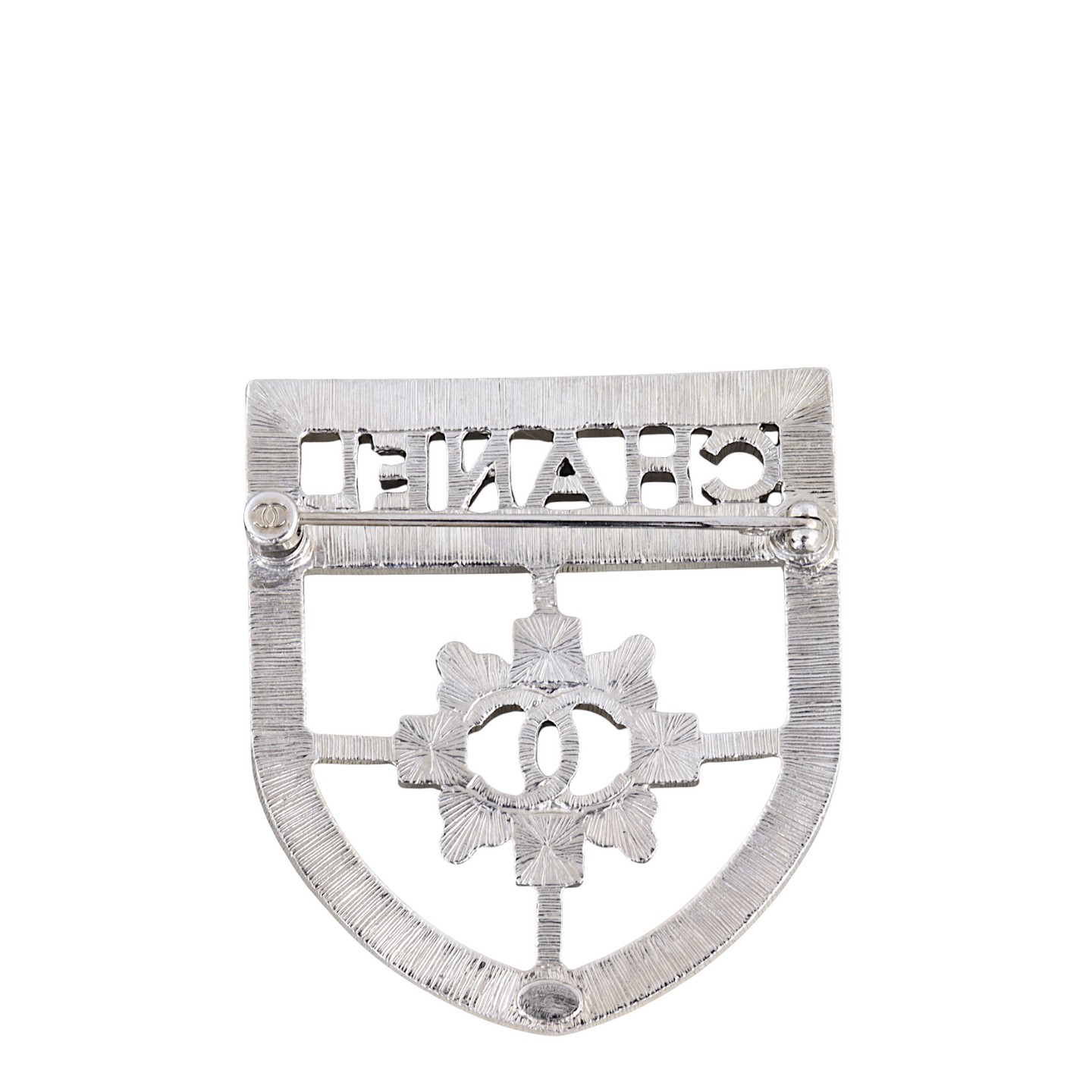 Chanel Baguette Crystal CC Shield Brooch
