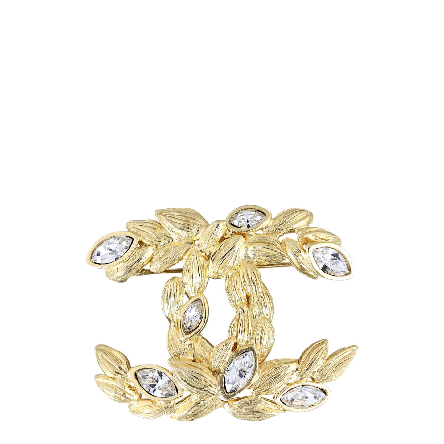 Chanel Leaves Crystal CC Brooch