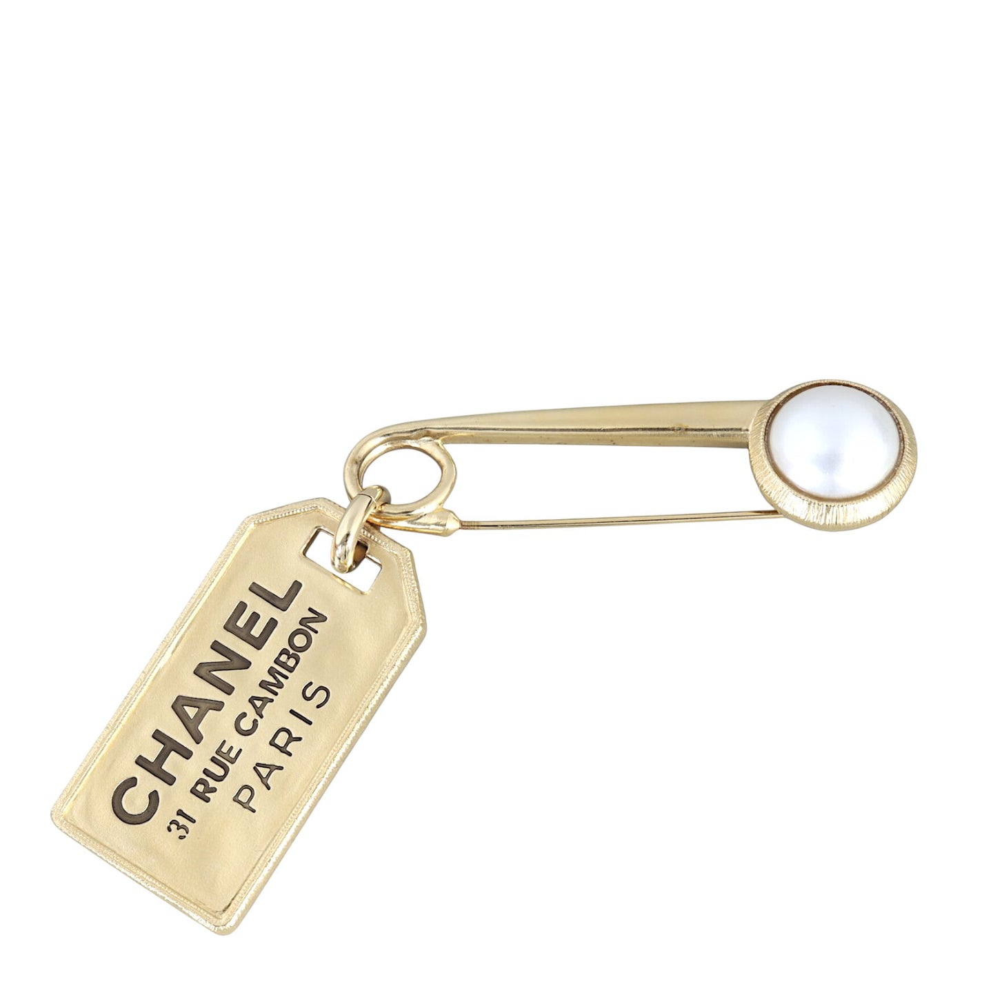 Chanel Rue Cambon Tag Pearl Brooch