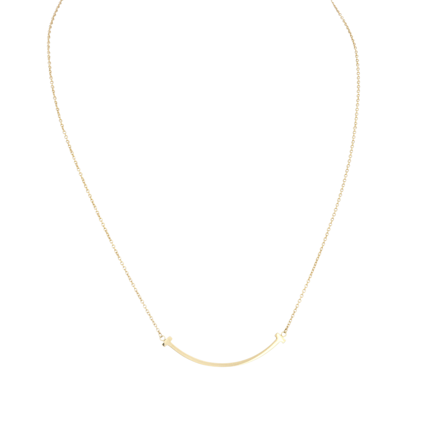 Tiffany & Co T Smile Pendant Small 18k Yellow Gold Necklace