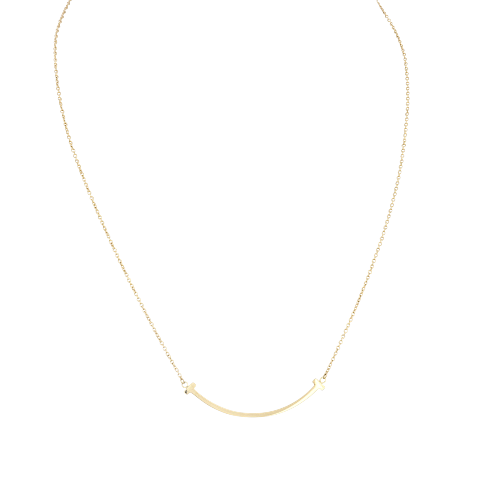 Tiffany & Co T Smile Pendant Small 18k Yellow Gold Necklace