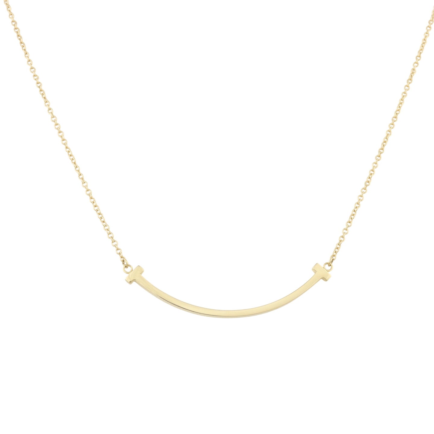 Tiffany & Co T Smile Pendant Small 18k Yellow Gold Necklace
