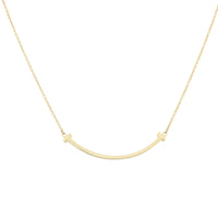 Tiffany & Co T Smile Pendant Small 18k Yellow Gold Necklace