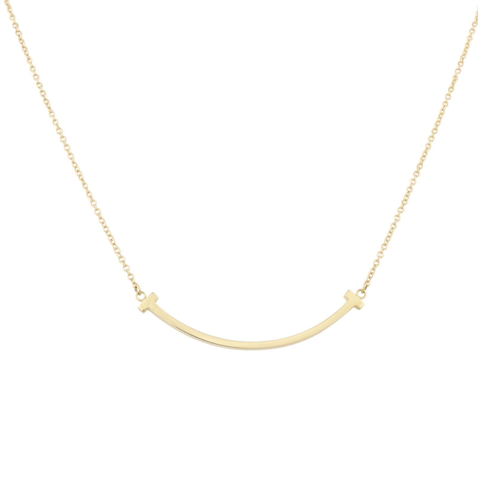 Tiffany & Co T Smile Pendant Small 18k Yellow Gold Necklace