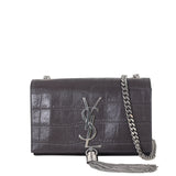 Saint Laurent Kate Tassel Chain Bag Small Croc-Embossed