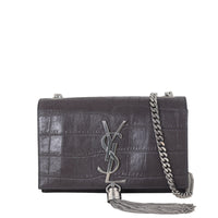 Saint Laurent Kate Tassel Chain Bag Small Croc-Embossed