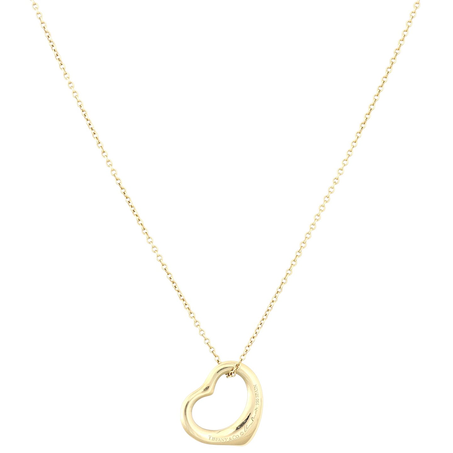 Tiffany & Co Elsa Peretti Open Heart 18k Yellow Gold Pendant Necklace
