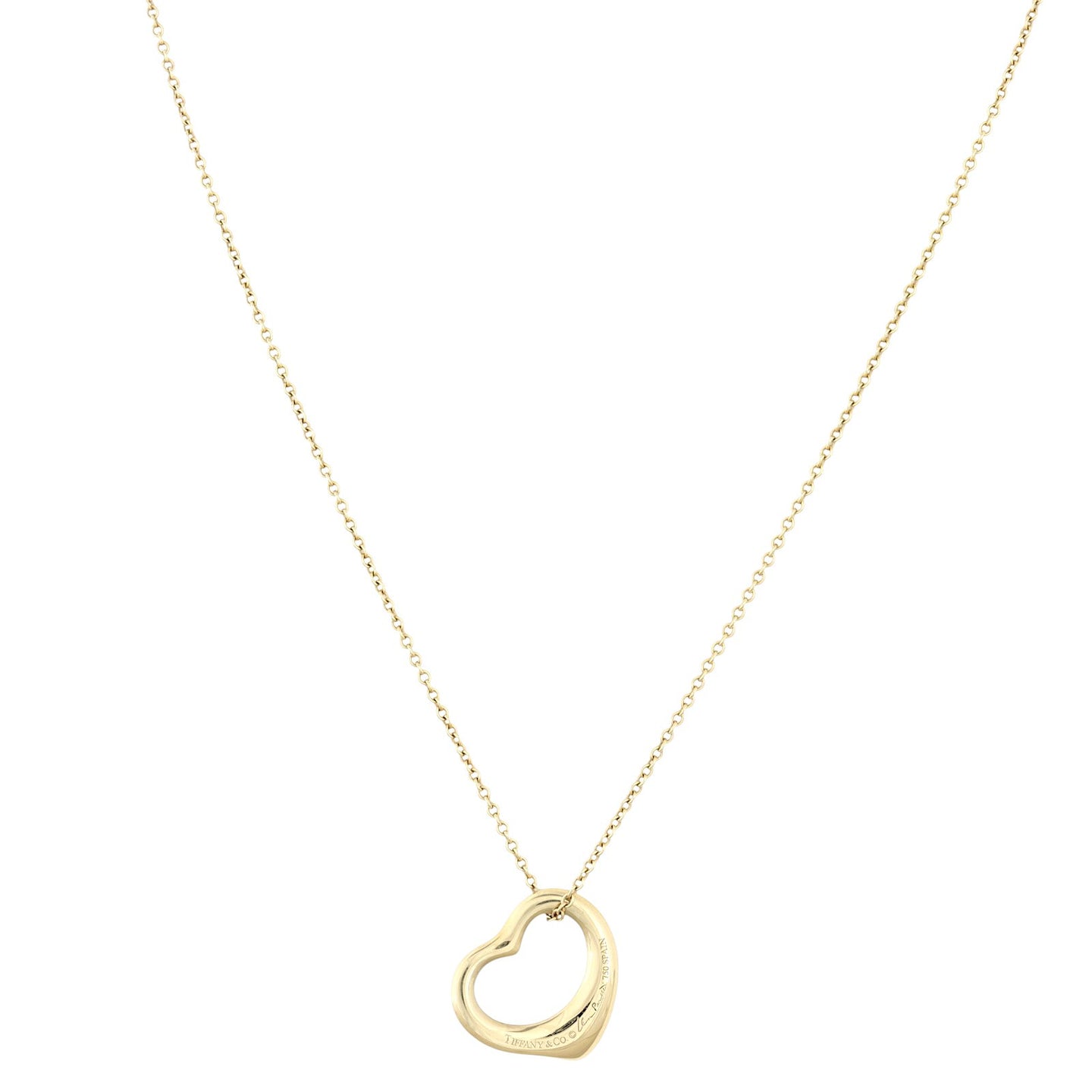 Tiffany & Co Elsa Peretti Open Heart 18k Yellow Gold Pendant Necklace