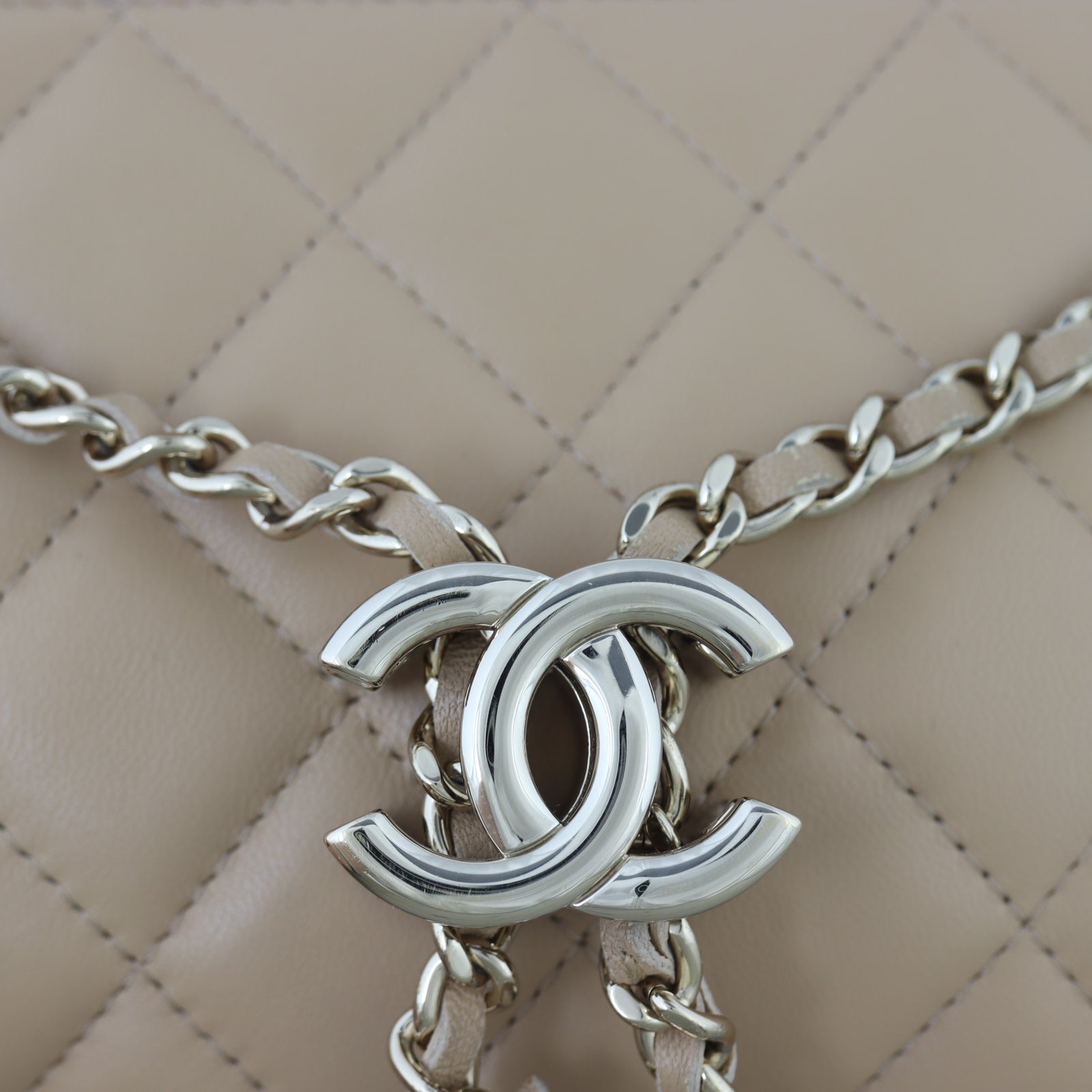 Chanel Double Pouch with Strap Tweed and Leather