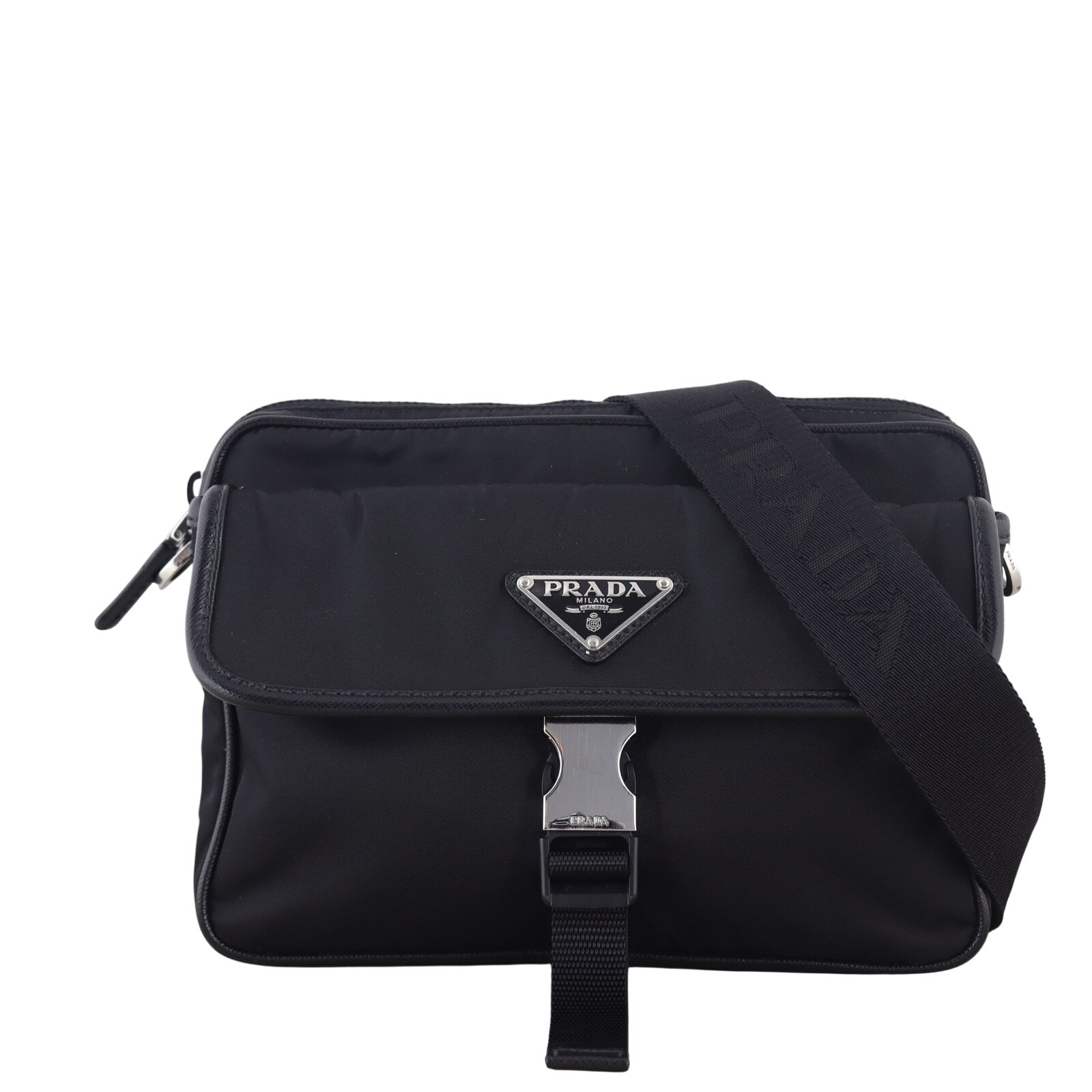 Prada Re-Nylon Saffiano Single Buckle Shoulder Bag