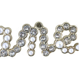 Chanel Crystal Pearl Logo Brooch