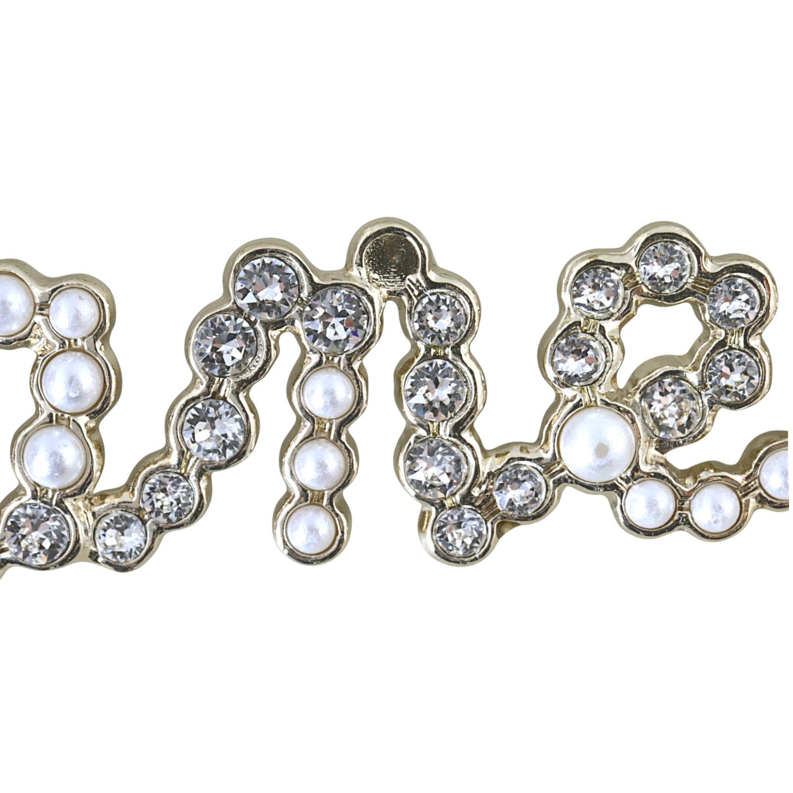 Chanel Crystal Pearl Logo Brooch