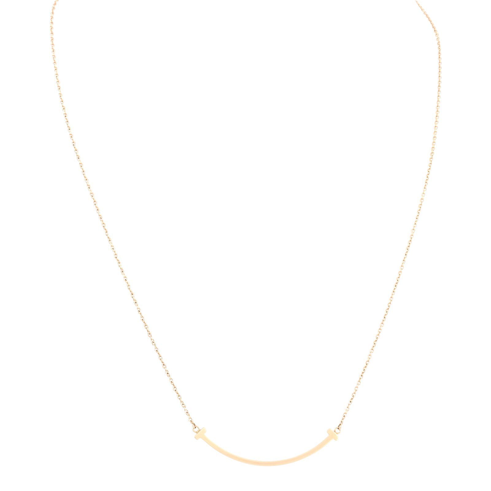 Tiffany & Co T Smile Pendant Small 18k Rose Gold Necklace