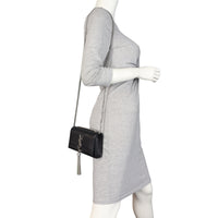 Saint Laurent Kate Tassel Chain Bag Small Croc-Embossed