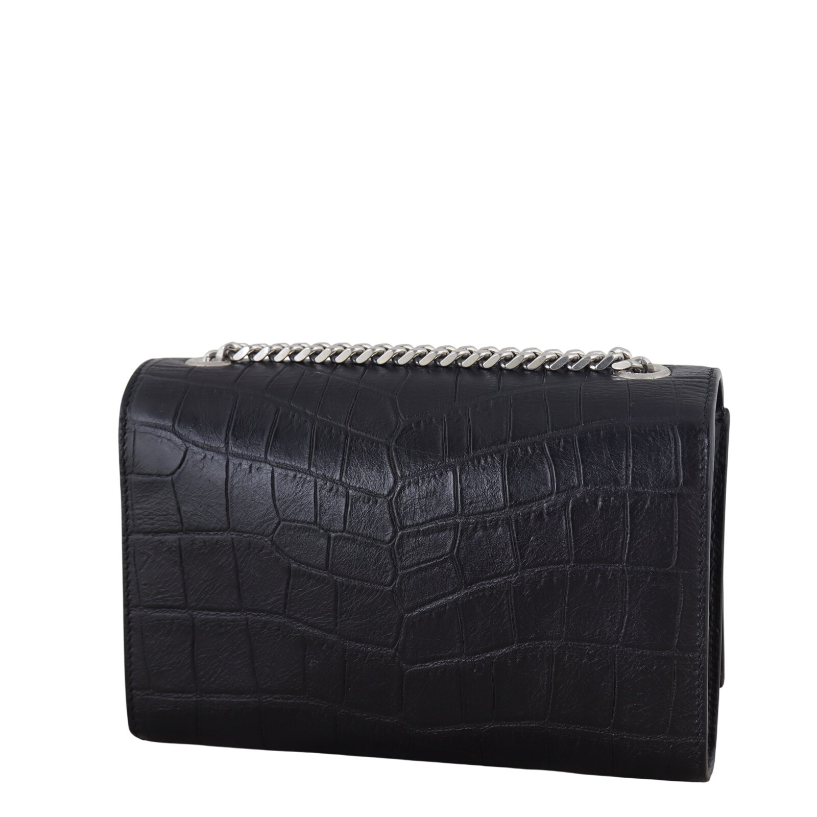 Saint Laurent Kate Tassel Chain Bag Small Croc-Embossed