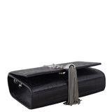 Saint Laurent Kate Tassel Chain Bag Small Croc-Embossed