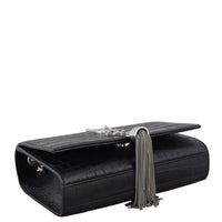 Saint Laurent Kate Tassel Chain Bag Small Croc-Embossed