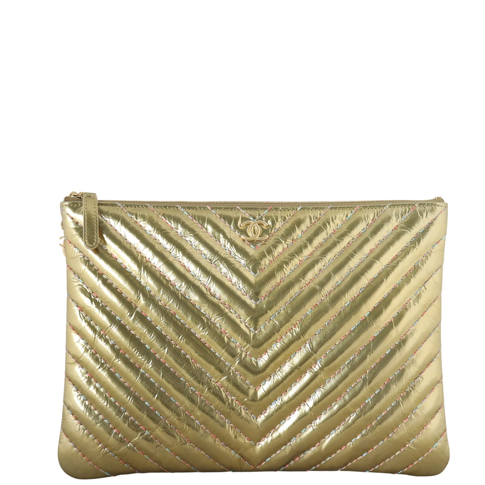 Chanel Chevron O-Case Medium Metallic