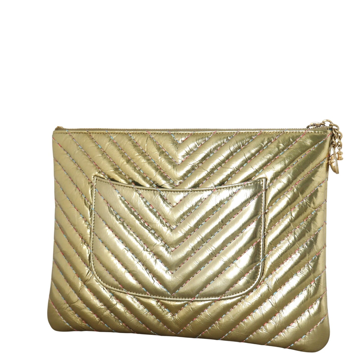 Chanel Chevron O-Case Medium Metallic