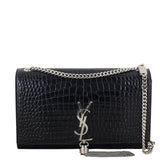 Saint Laurent Kate Tassel Chain Bag Medium Croc-Embossed