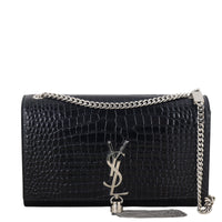 Saint Laurent Kate Tassel Chain Bag Medium Croc-Embossed