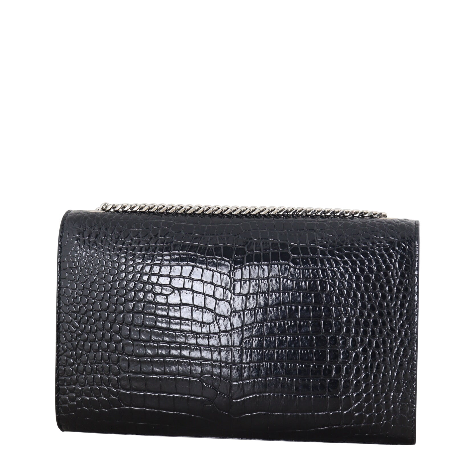 Saint Laurent Kate Tassel Chain Bag Medium Croc-Embossed