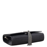 Saint Laurent Kate Tassel Chain Bag Medium Croc-Embossed