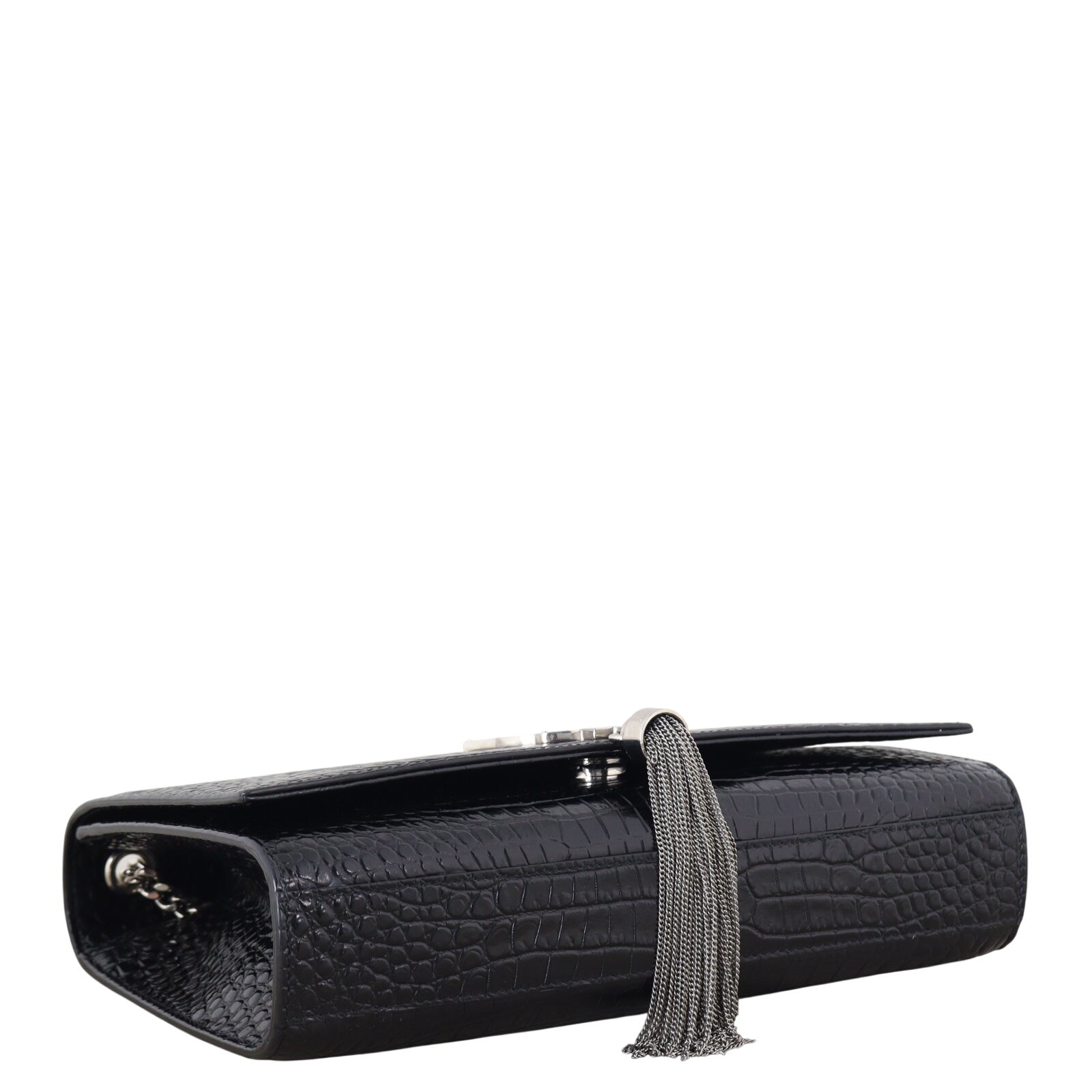 Saint Laurent Kate Tassel Chain Bag Medium Croc-Embossed