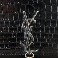 Saint Laurent Kate Tassel Chain Bag Medium Croc-Embossed