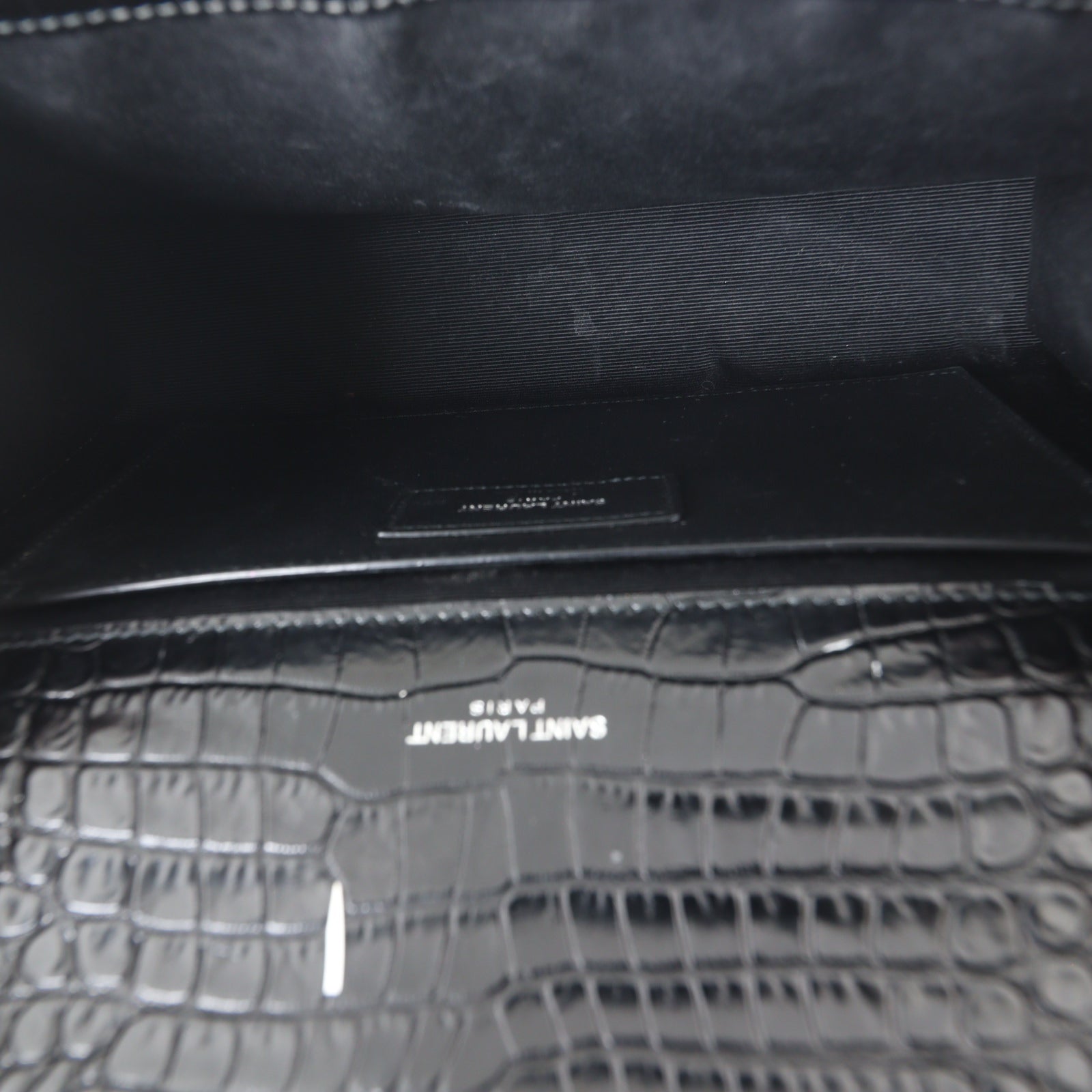 Saint Laurent Kate Tassel Chain Bag Medium Croc-Embossed