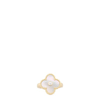 Van Cleef & Arpels Vintage Alhambra Mother of Pearl Diamond 18k Yellow Gold Ring