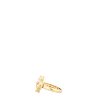 Van Cleef & Arpels Vintage Alhambra Mother of Pearl Diamond 18k Yellow Gold Ring
