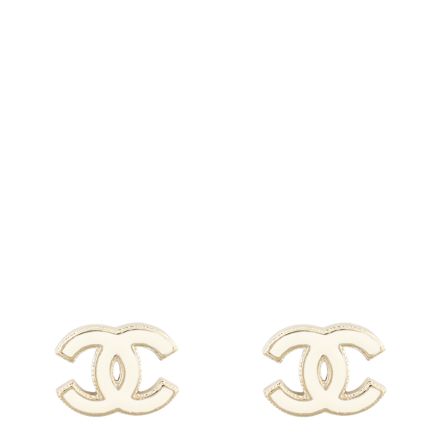 Chanel CC Enamel Stud Earrings