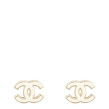 Chanel CC Enamel Stud Earrings