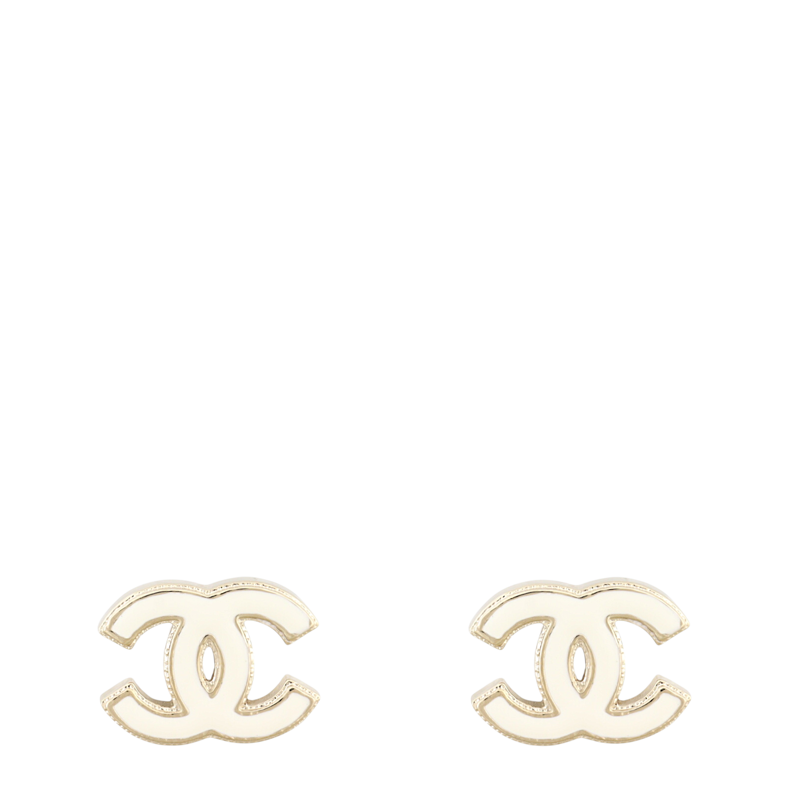 Chanel CC Enamel Stud Earrings