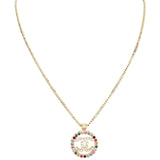 Chanel CC Crystal Round Pendant Necklace
