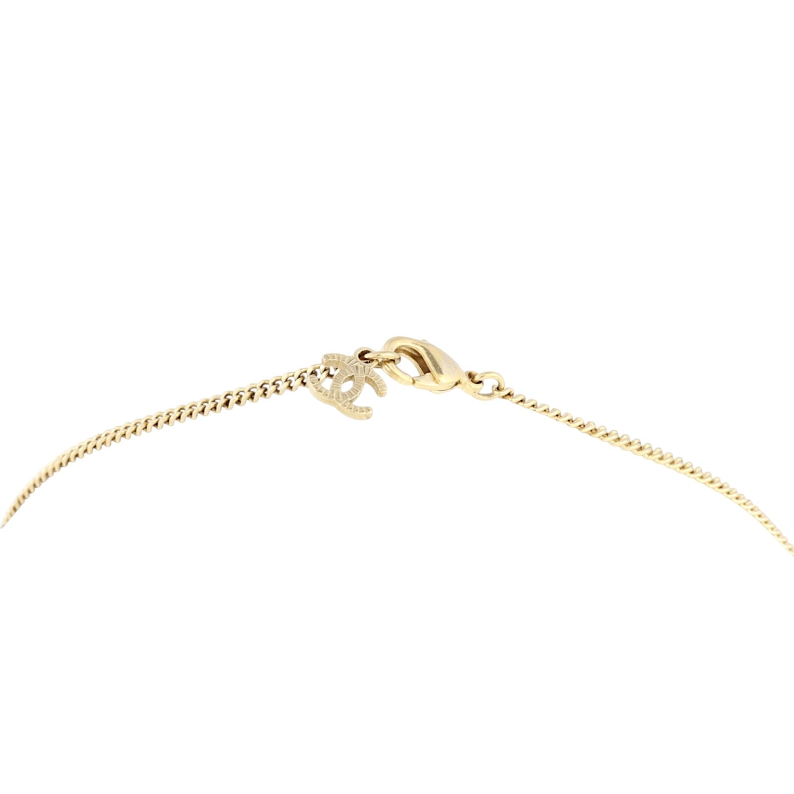 Chanel CC Crystal Round Pendant Necklace