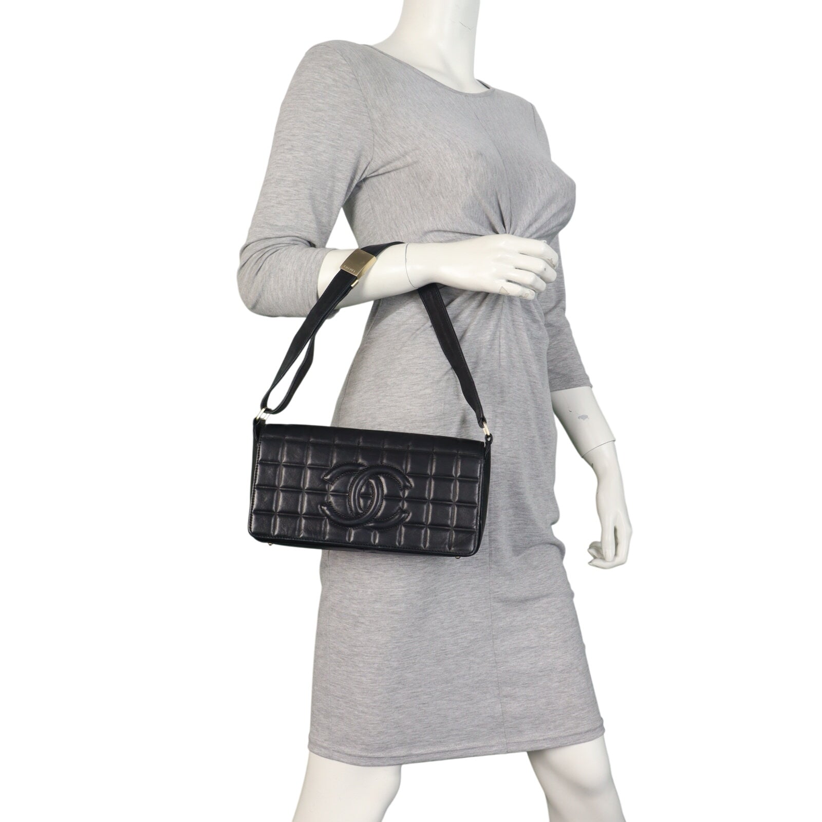Chanel CC Chocolate Bar Clutch on Strap
