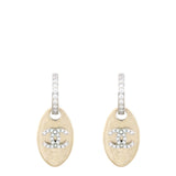 Chanel Crystal CC Tag Drop Earrings