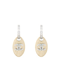Chanel Crystal CC Tag Drop Earrings