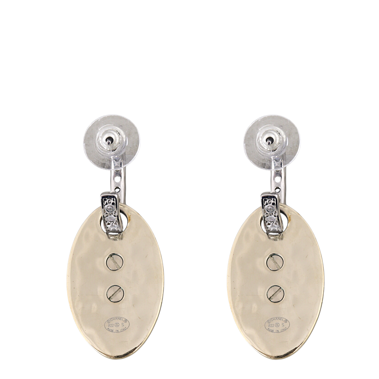 Chanel Crystal CC Tag Drop Earrings