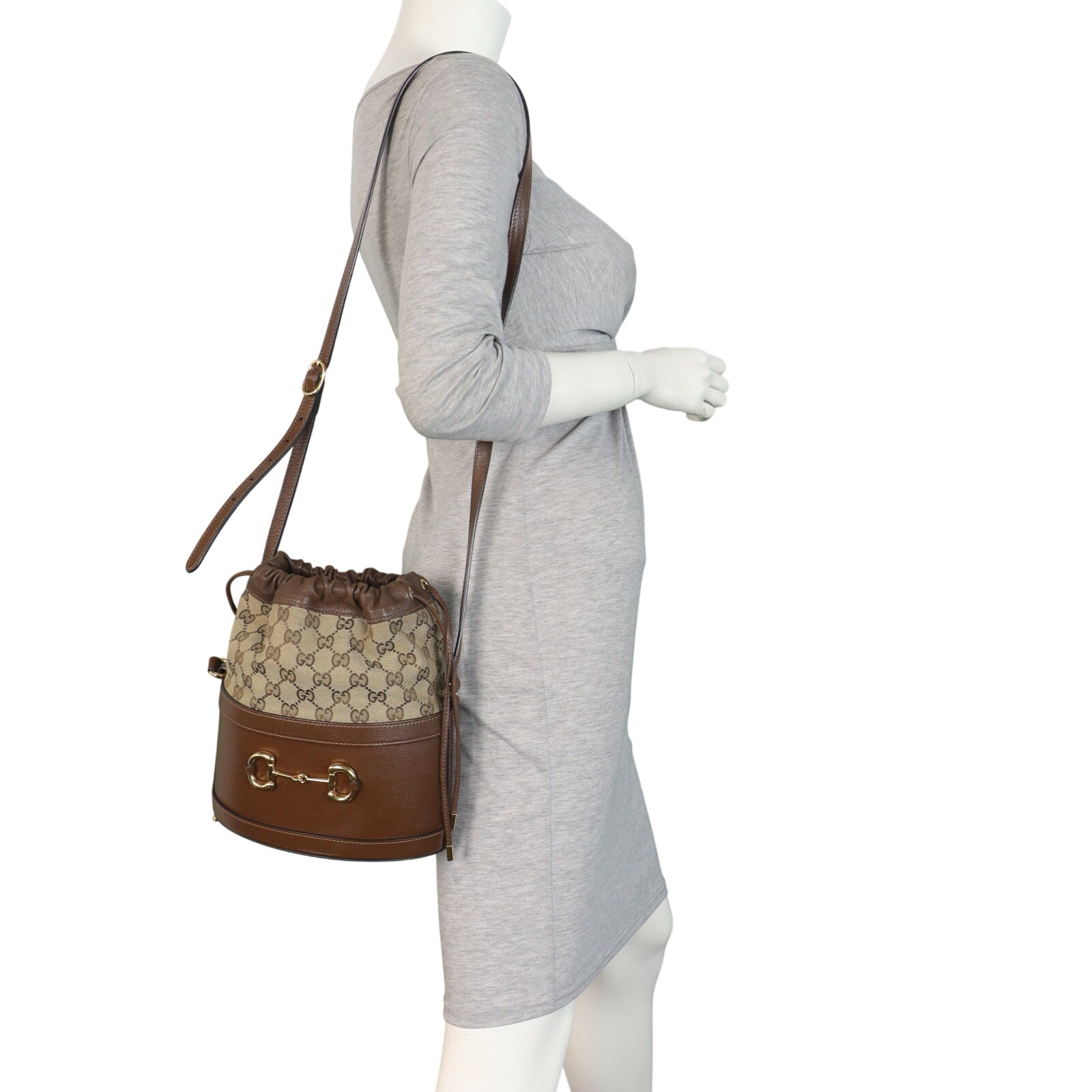 Gucci GG Supreme Horsebit 1955 Drawstring Bucket Bag