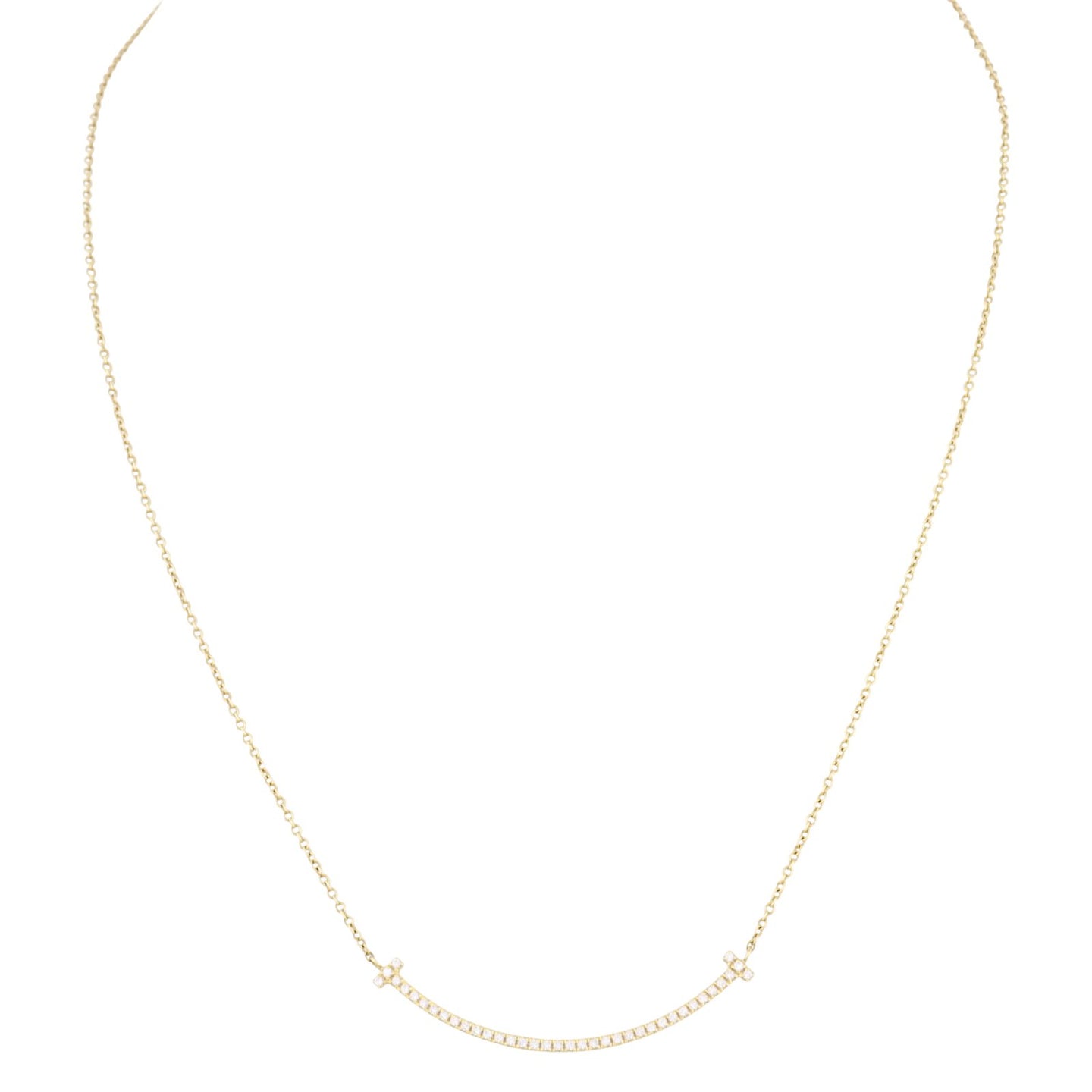 Tiffany & Co T Smile Pendant Small Diamond 18k Rose Gold Necklace